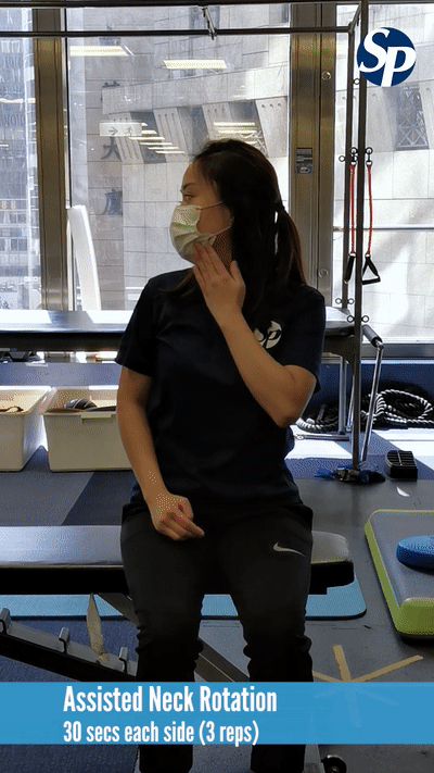 Shoulder stretch-Assisted neck rotation
